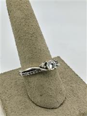 Lady's Diamond Solitaire Ring 17 Diamonds .53 Carat T.W. 14K White Gold 3.95g